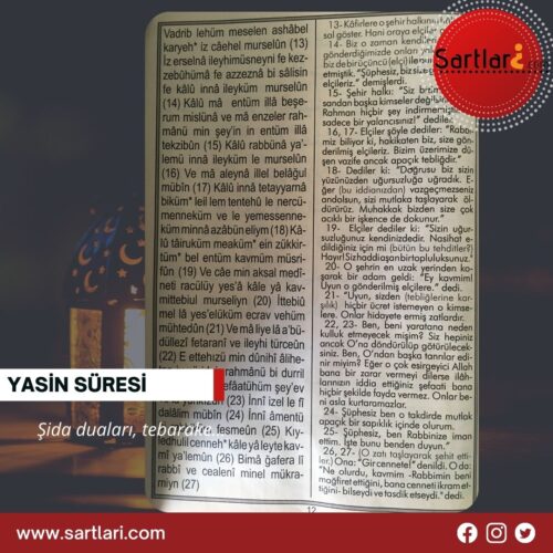 Yasin Suresi Türkçesi ve Türkçe Okunuşu 2. sayfa. 