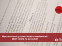 Manzum olarak yazılmış tiyatro eserlerindeki şiirin türüne ne ad verilir?